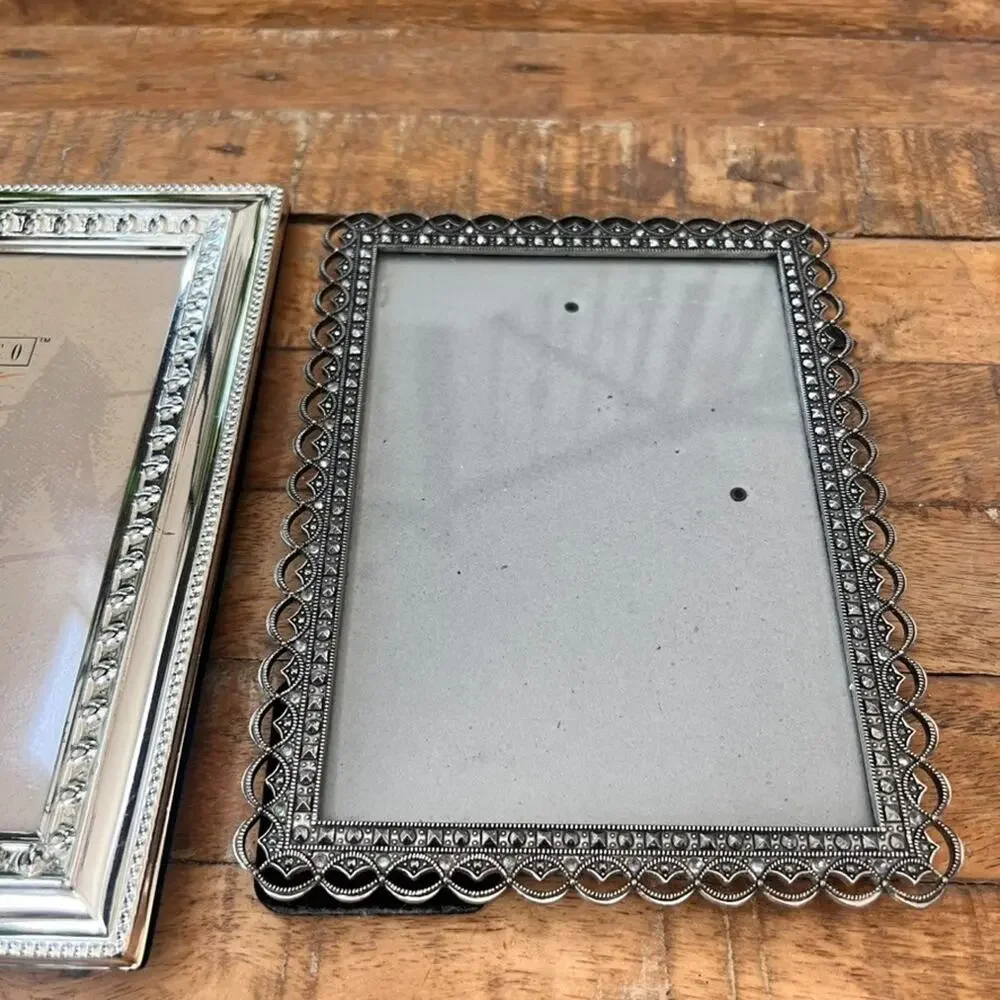 Set Of Two Ornate Silver-Plated Picture Frames 5 x 7