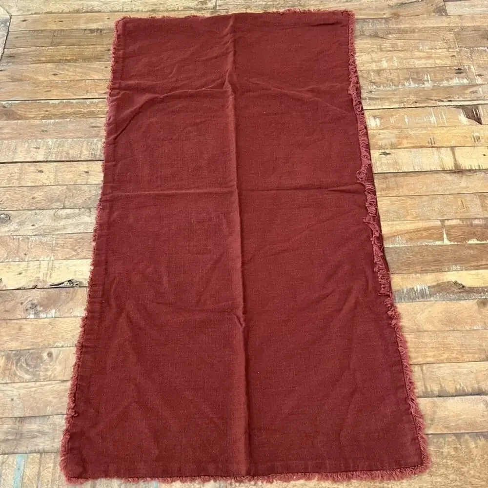 CASALUNA Linen Blend King Pillow Sham Burnt Orange Raw Edge