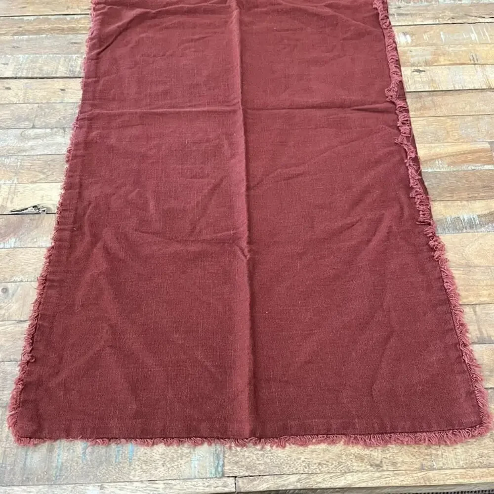 CASALUNA Linen Blend King Pillow Sham Burnt Orange Raw Edge