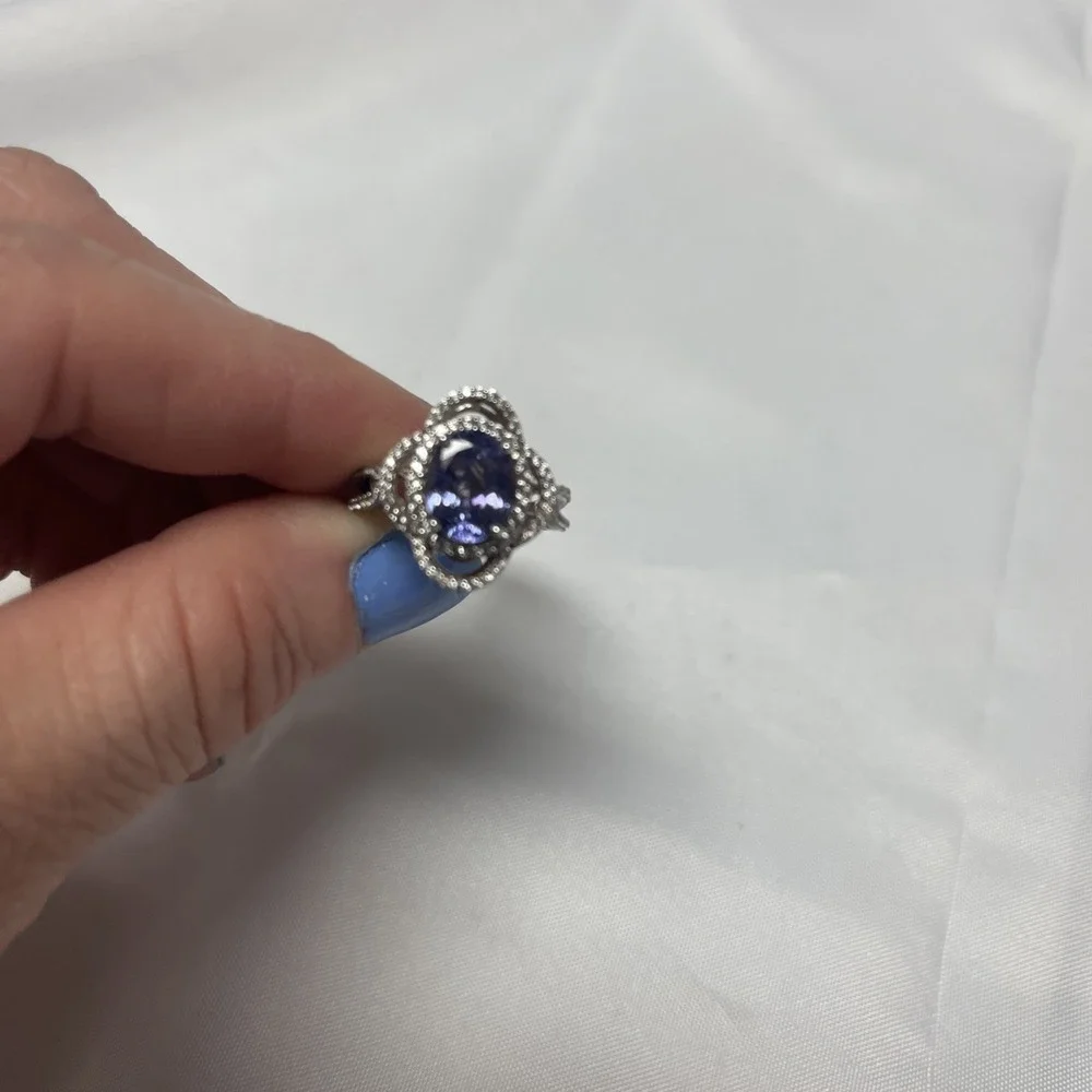 925 Sterling Silver Women's Tanzanite Ring Size 7 New Stunning
