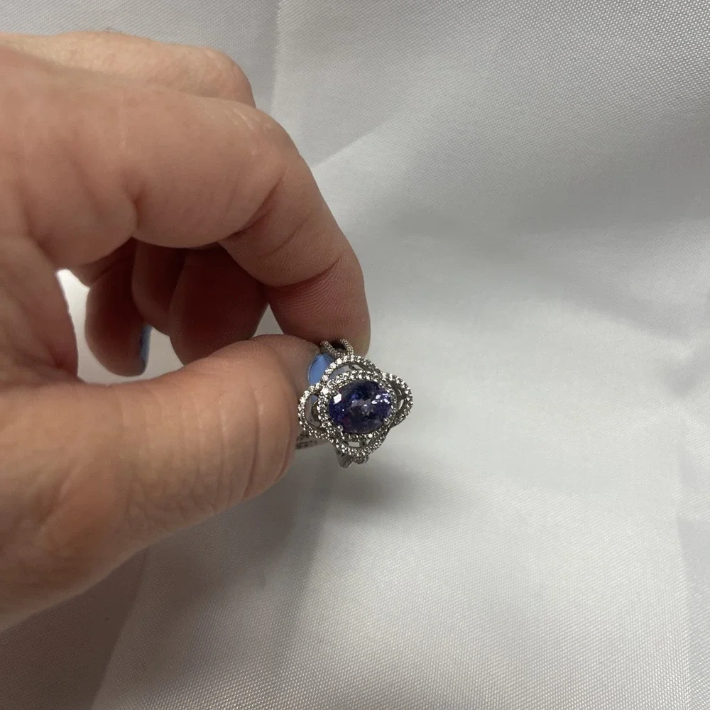 925 Sterling Silver Women's Tanzanite Ring Size 7 New Stunning