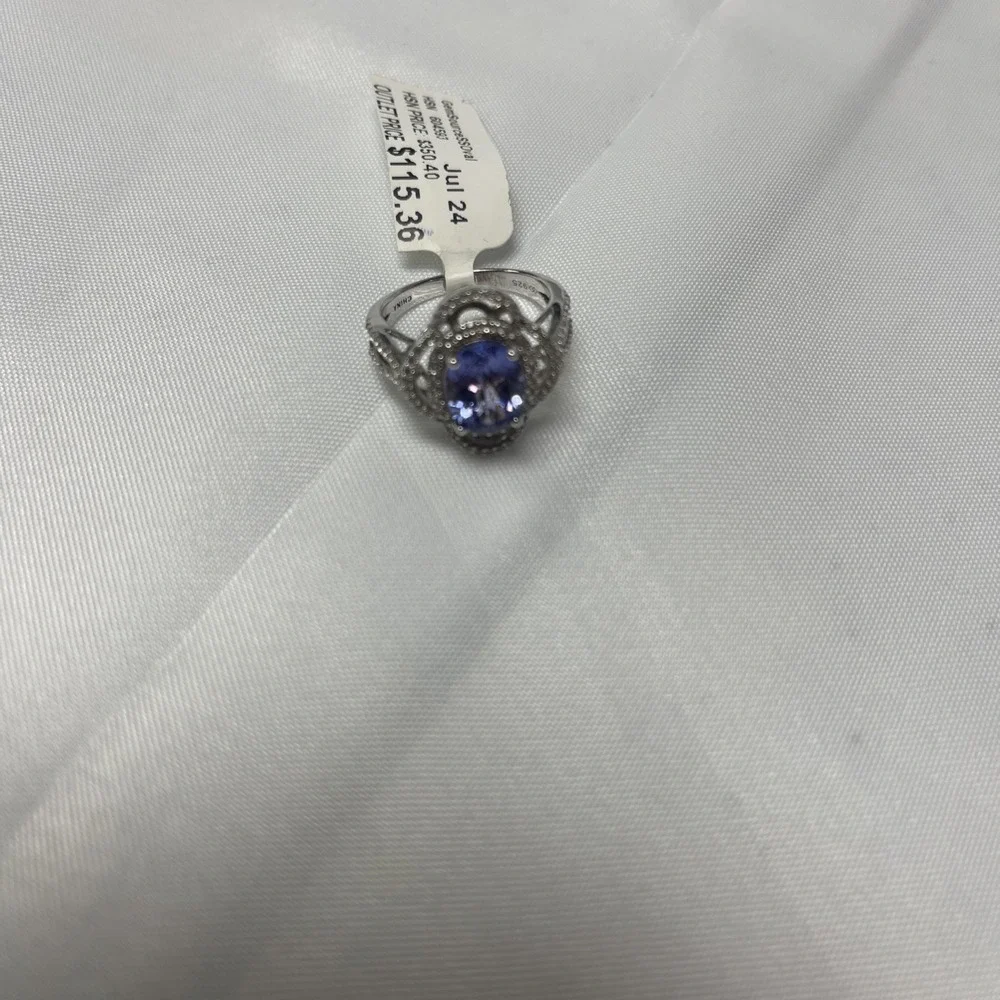 925 Sterling Silver Women's Tanzanite Ring Size 7 New Stunning