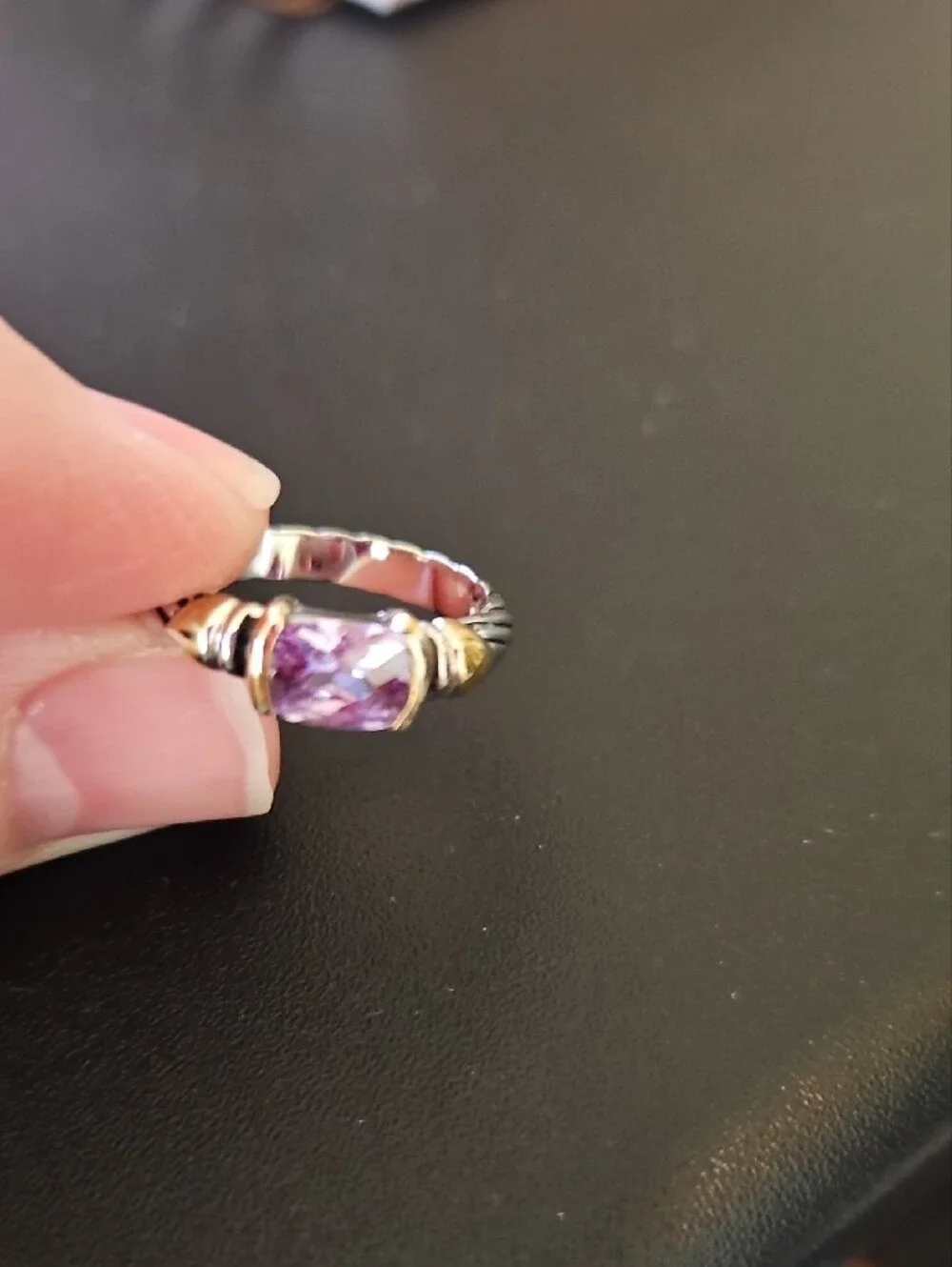 Amethyst Accent Silver and Gold-Tone Women's Ring