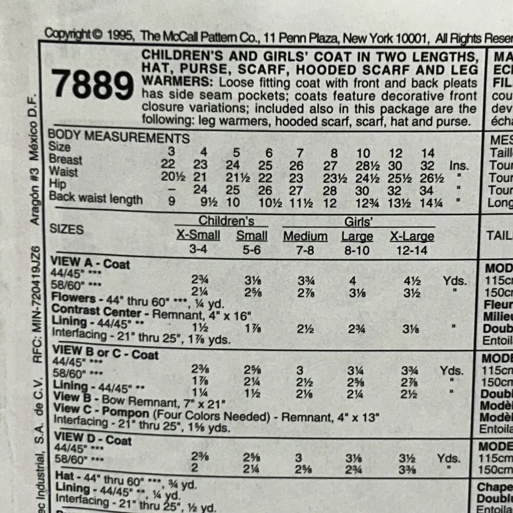 McCalls sz sewing #7889