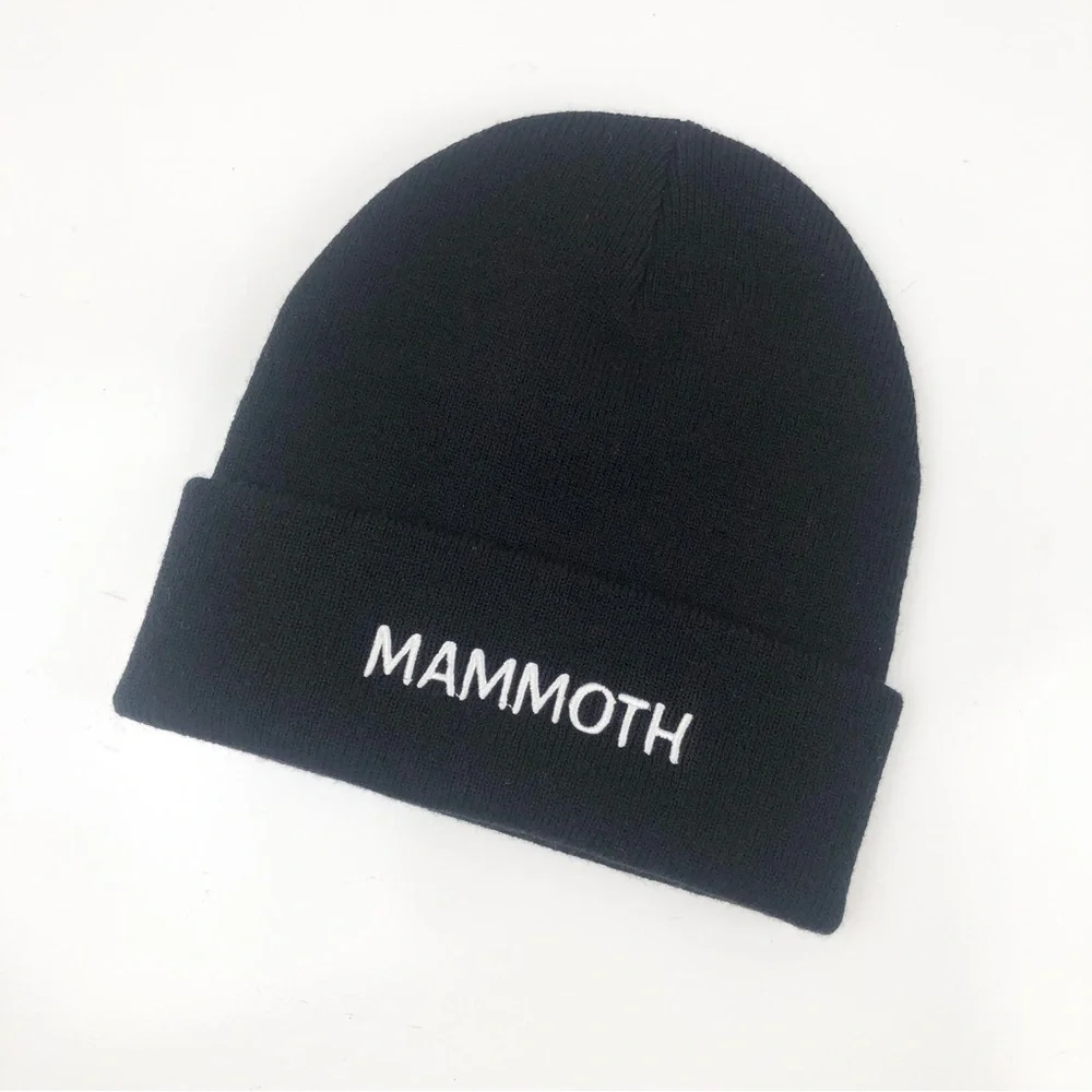 Mammoth Continental Beanie‎ Embroidered Hat Black White