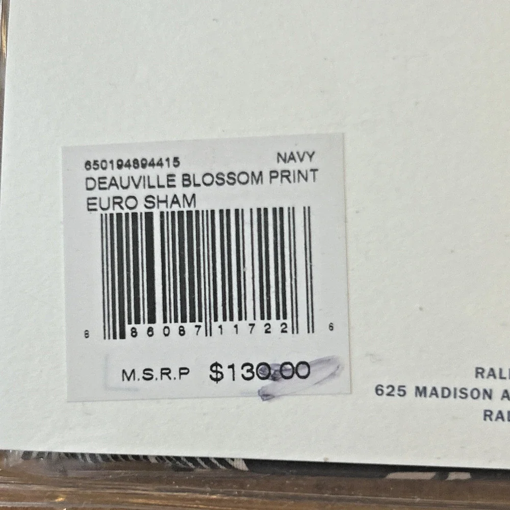 Ralph Lauren Deuville Blossom Euro Shams 2 New in Package Navy Floral