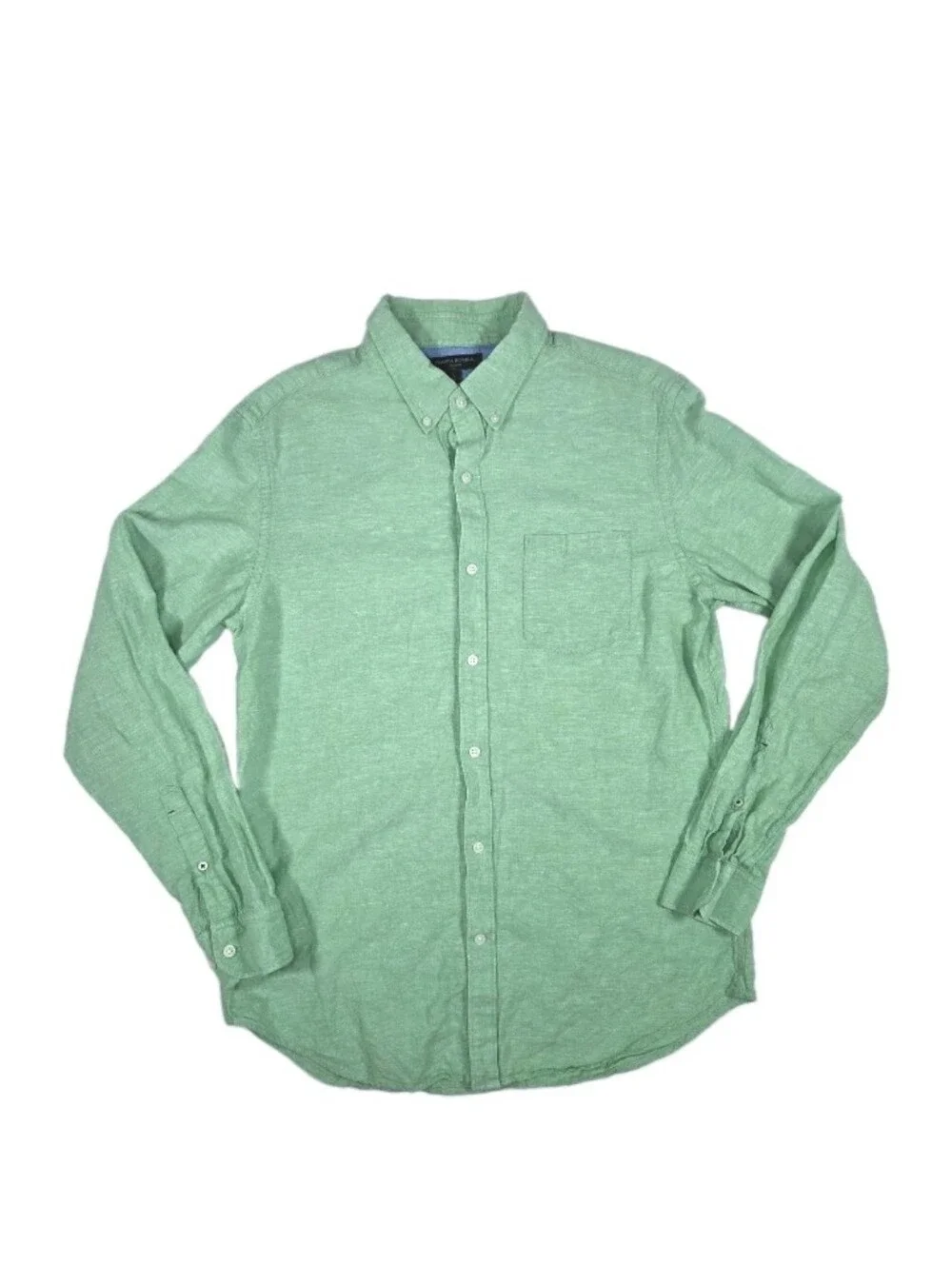 Banana Republic Slim Fit Linen Blend Button Down Shirt Mens Size L Light Green