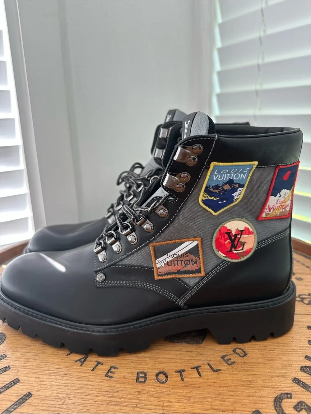 Authentic Louis Vuitton Oberkampf patch work Boots