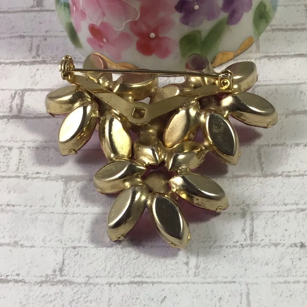 Vintage Pink Flower Cluster Brooch