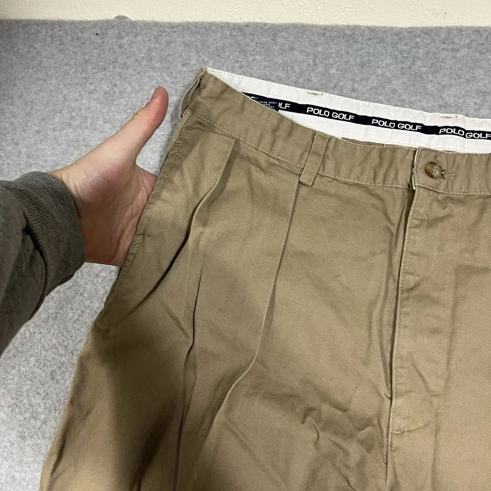 Polo Ralph Lauren Pants Mens 38x32 (Fit 36x31) Beige Chino Golf Pleated Straight
