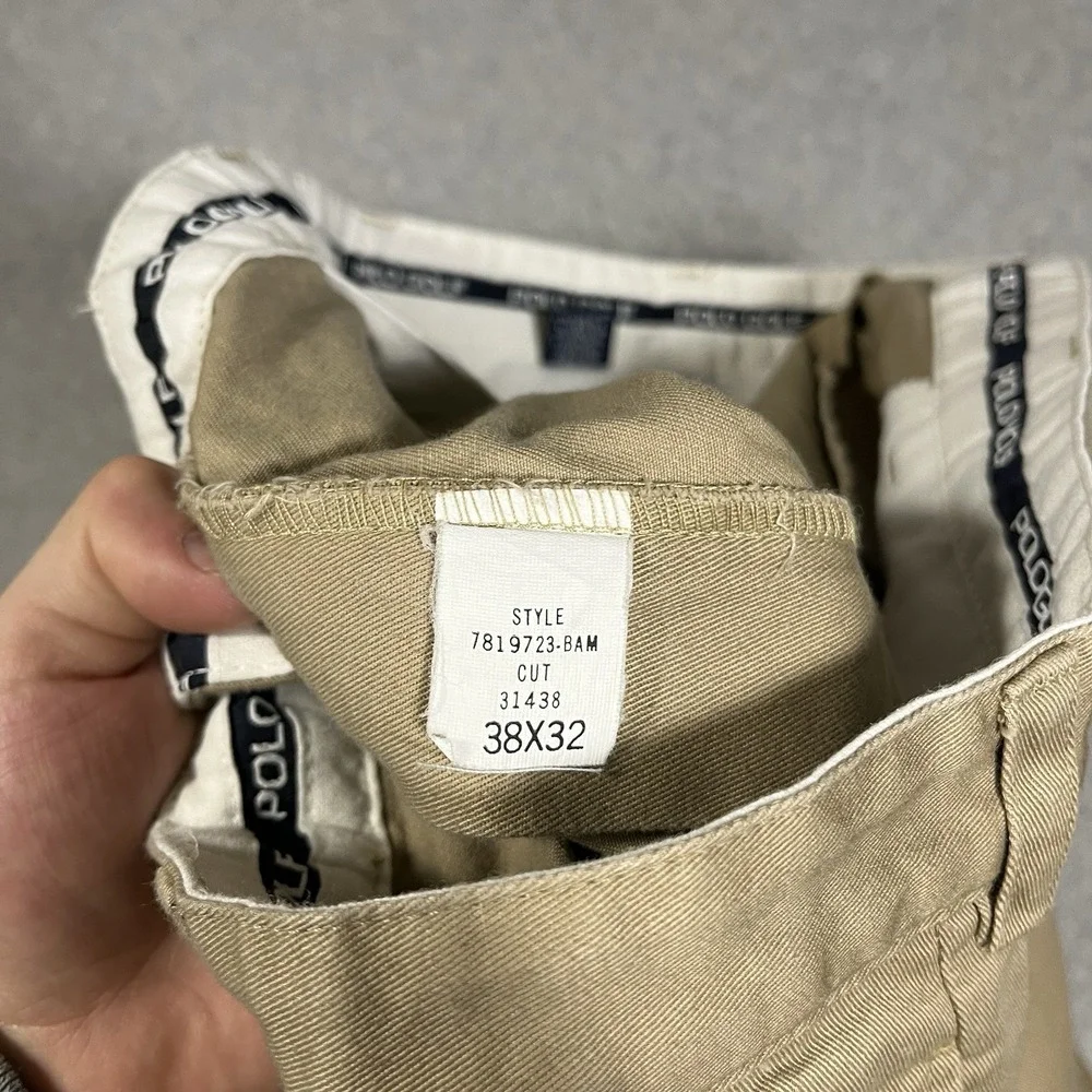 Polo Ralph Lauren Pants Mens 38x32 (Fit 36x31) Beige Chino Golf Pleated Straight