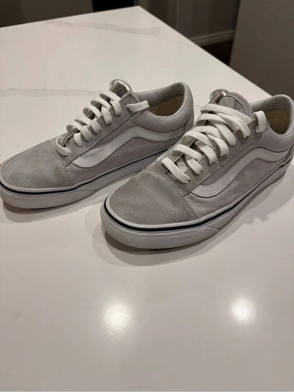 Vans Old Skool Low Top Skate Shoes Grey & White Suede Canvas Men’s 5.5 Women’s 7