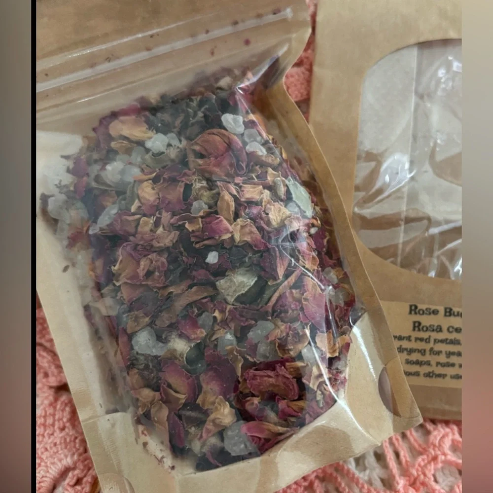 Bath Body Gift Bath Salts Rosebud Petals Bath Soak Handmade NEW Final Sale