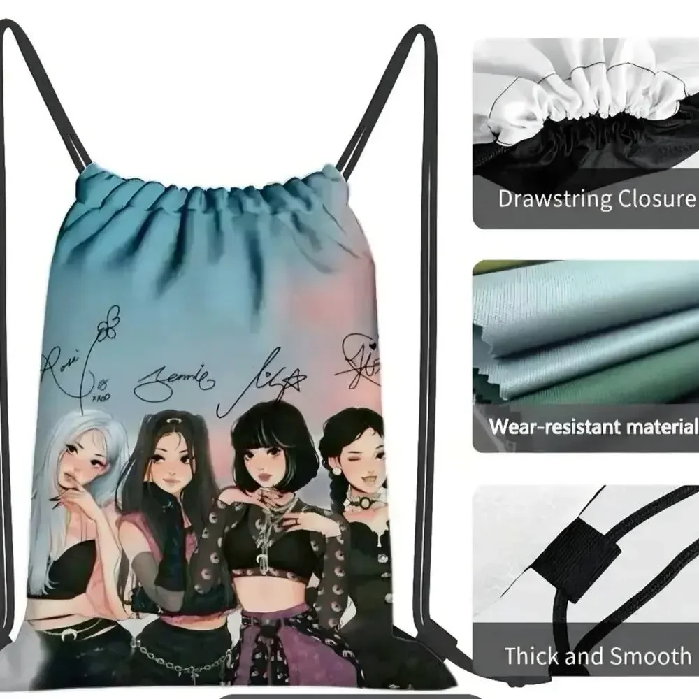 Brand New BLACKPINK Inspired K-Pop Girl Group Drawstring Backpack Double Sided