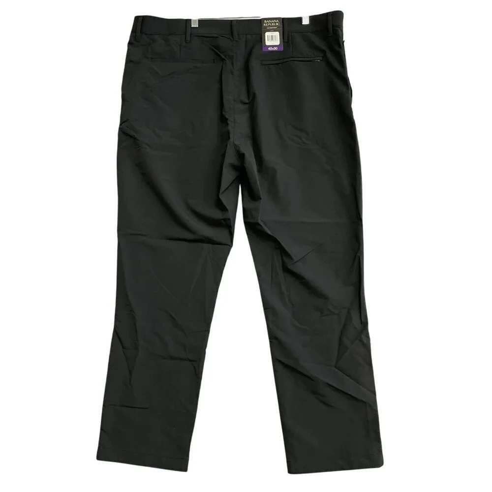 NEW Banana Republic Men's 40x32 Flat Front Pants Black Polyester G1366