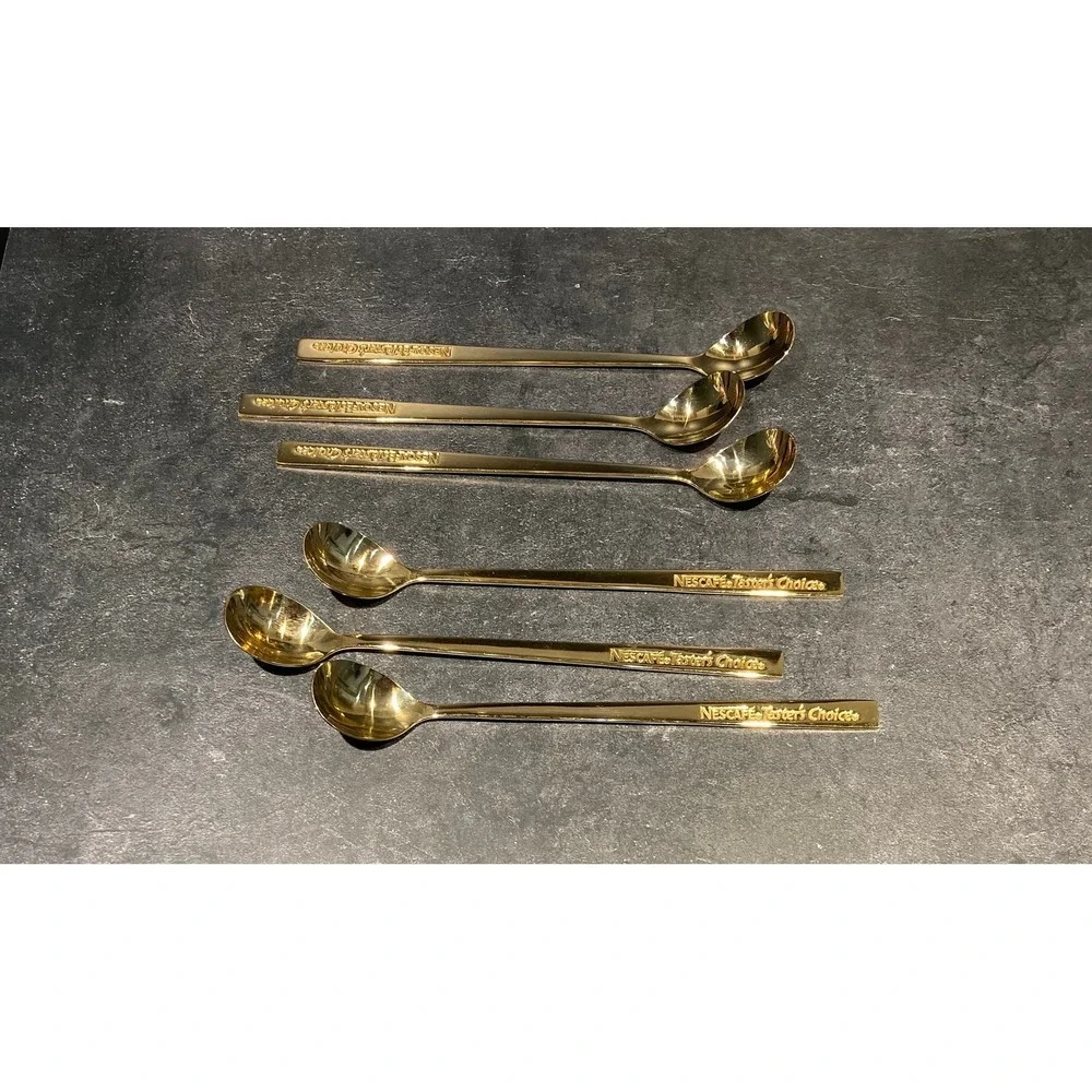 6 Nescafe Taster's Choice 24K Gold Plated Measuring Stir Spoon 9