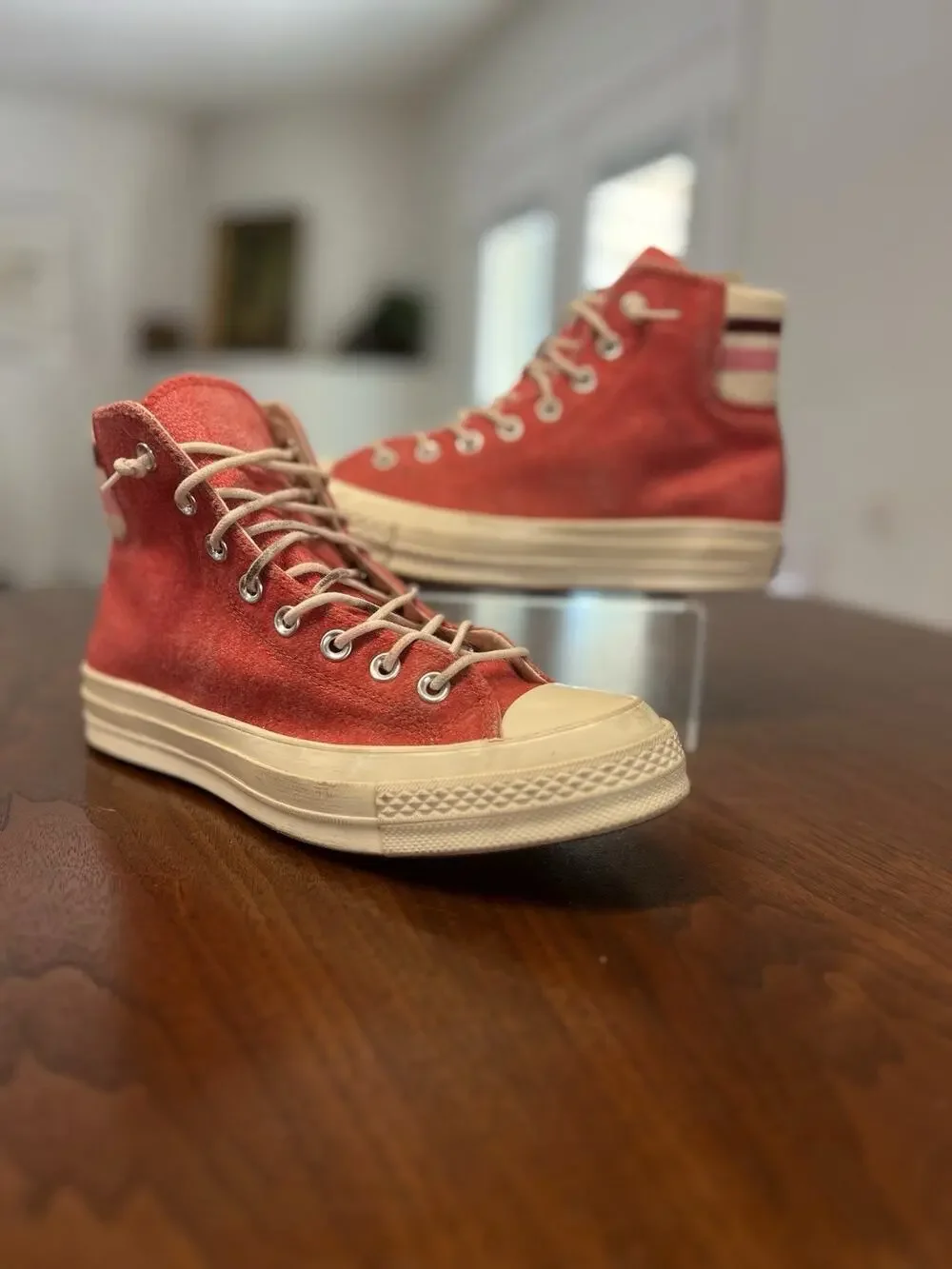 Converse Chuck 70 Hi Sedona Red Pink Retro Stripe Sneaker 163367C Mens 7.5