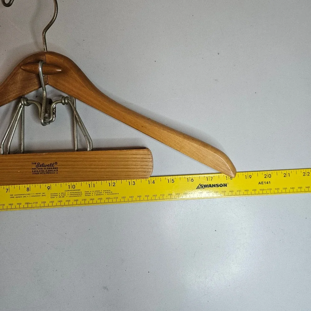 Vintage Setwell Wooden Hangers Set of 2 Suit Pant Skirt Clips Made in USA LS 19
