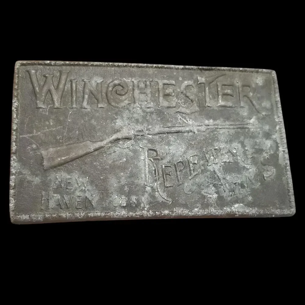Vintage Belt Buckle Solid Brass Winchester‎ Rifle Repeating Arms New Haven Conn