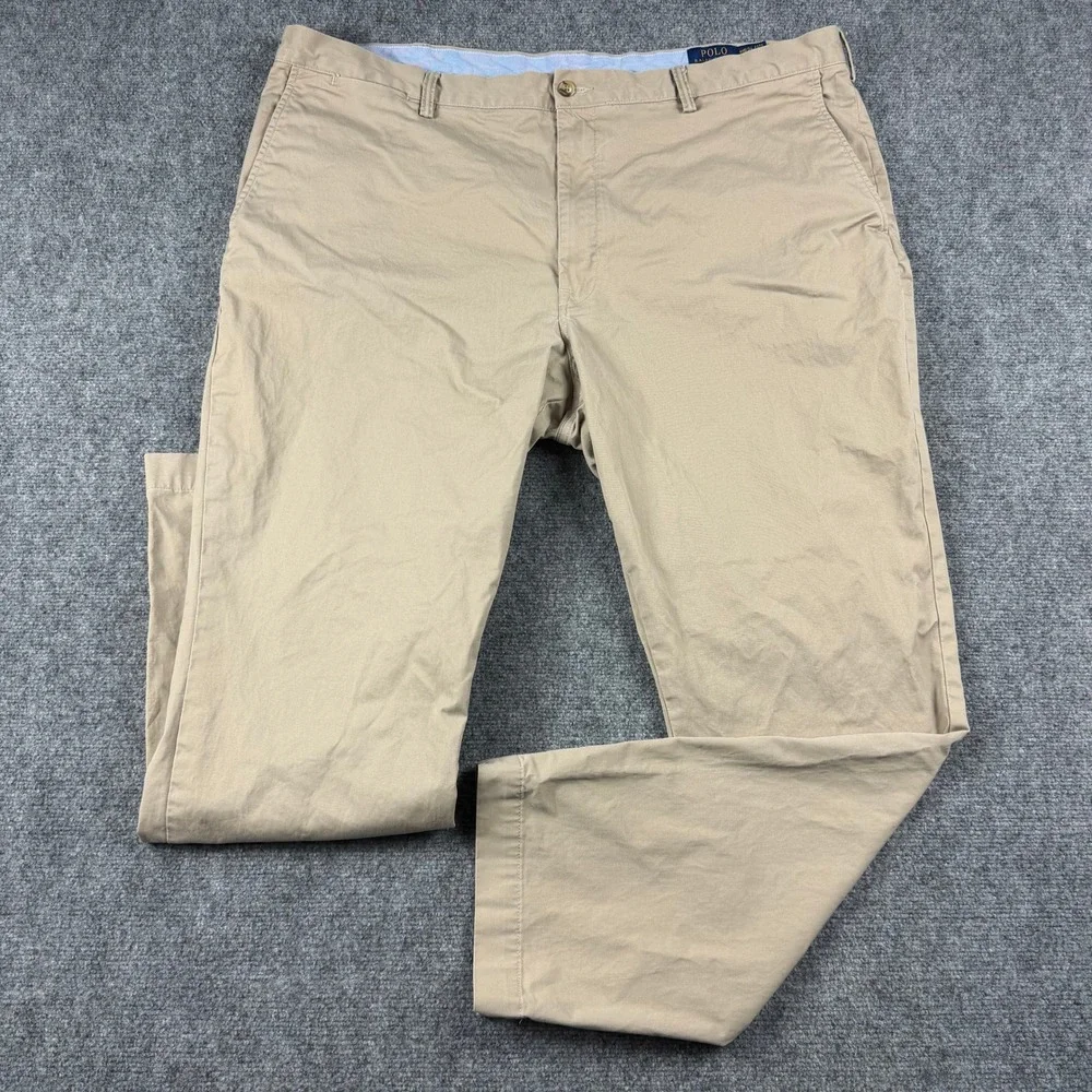 Polo Ralph Lauren Chino Pants Mens 44x34 Tan Stretch Classic Fit Khaki Cotton