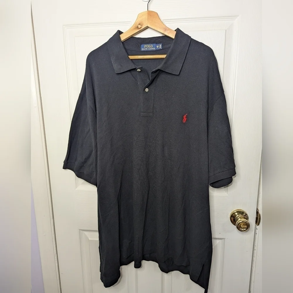 Polo Ralph Lauren Polo Men's 3XB/3G Black Pique 100% Cotton with Red Pony Shirt
