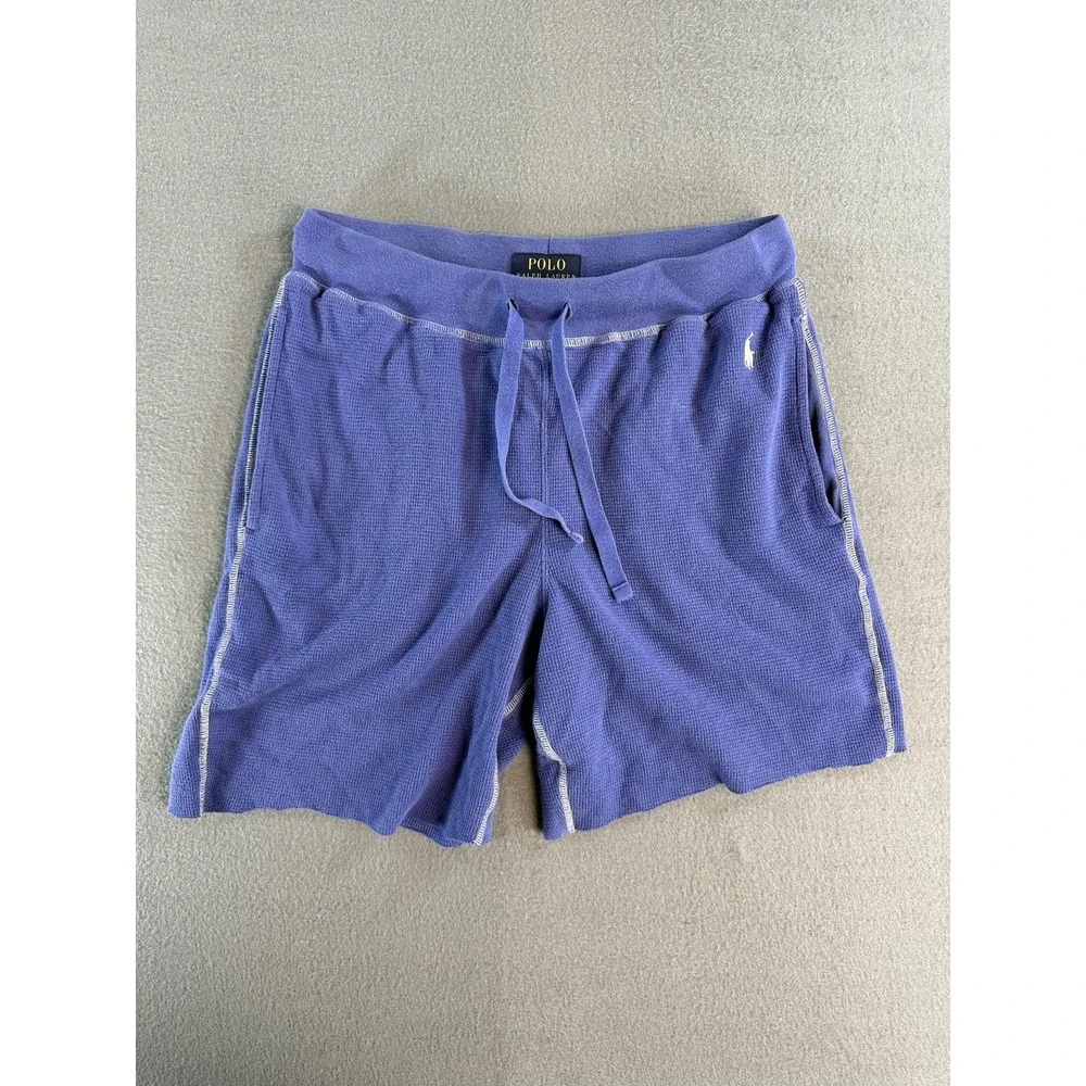 Polo Ralph Lauren Shorts Mens Small Blue Waffle Knit Sweat Lounge Casual