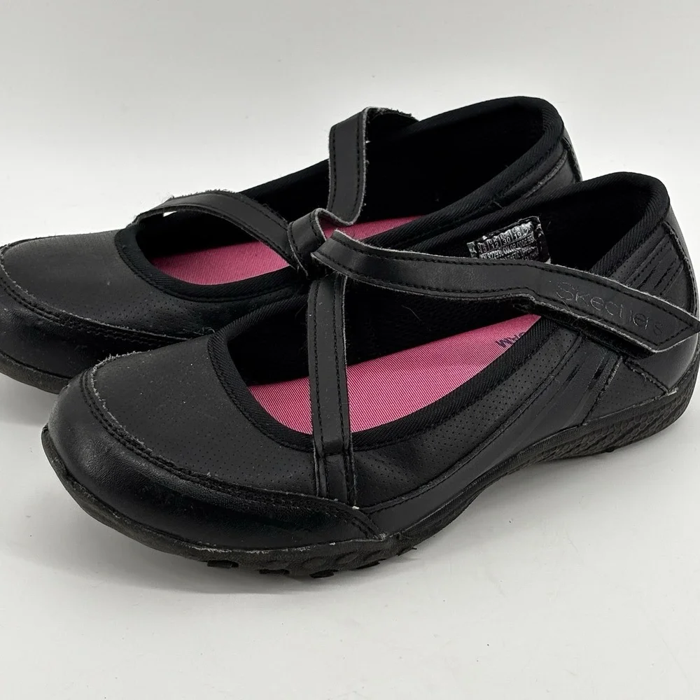 Sketchers Girls Cross Trekkers   Mary Jane Shoes Size 13 Black Adjustable Straps