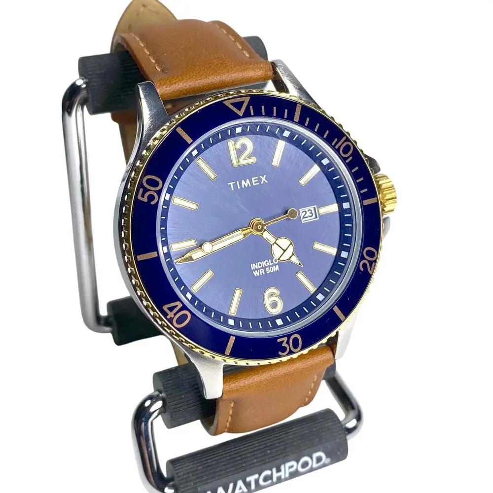 Timex Harborside Model TW2R64500 Diver Style Watch 42mm Indiglo Two Tone Casual