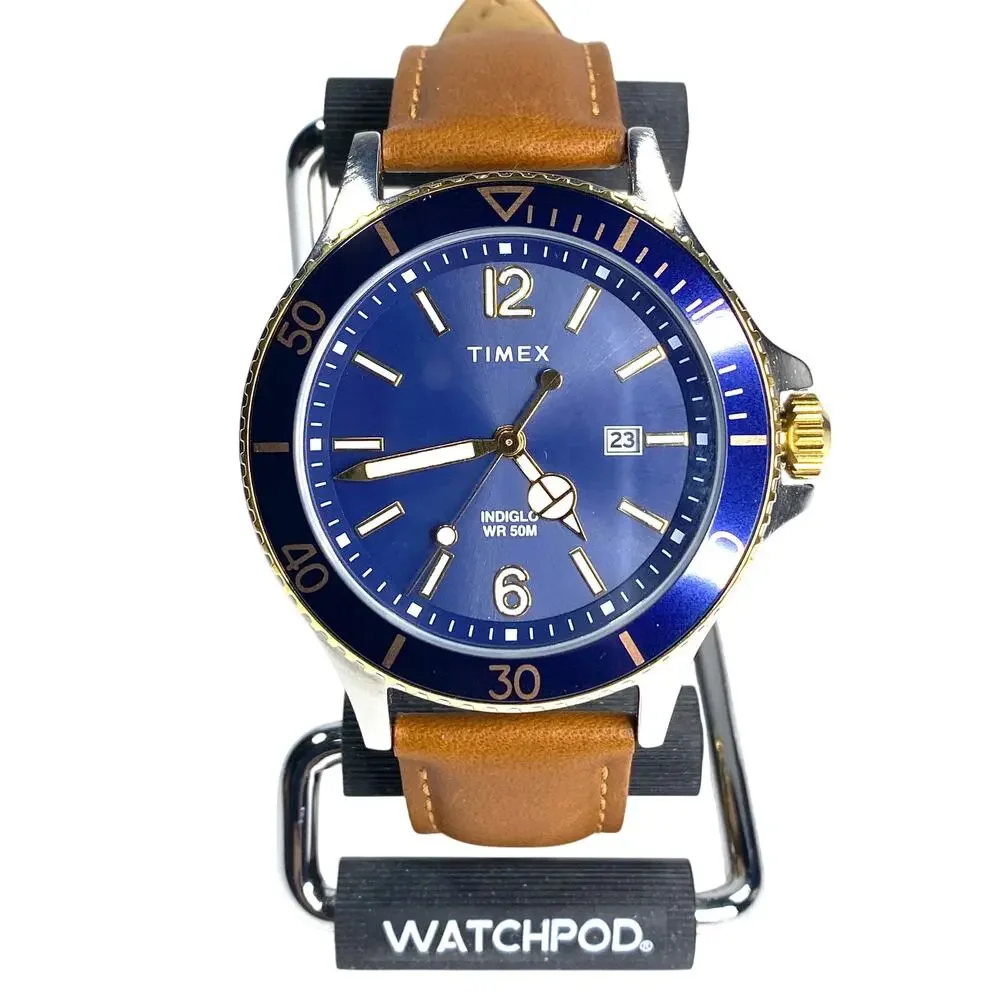 Timex Harborside Model TW2R64500 Diver Style Watch 42mm Indiglo Two Tone Casual