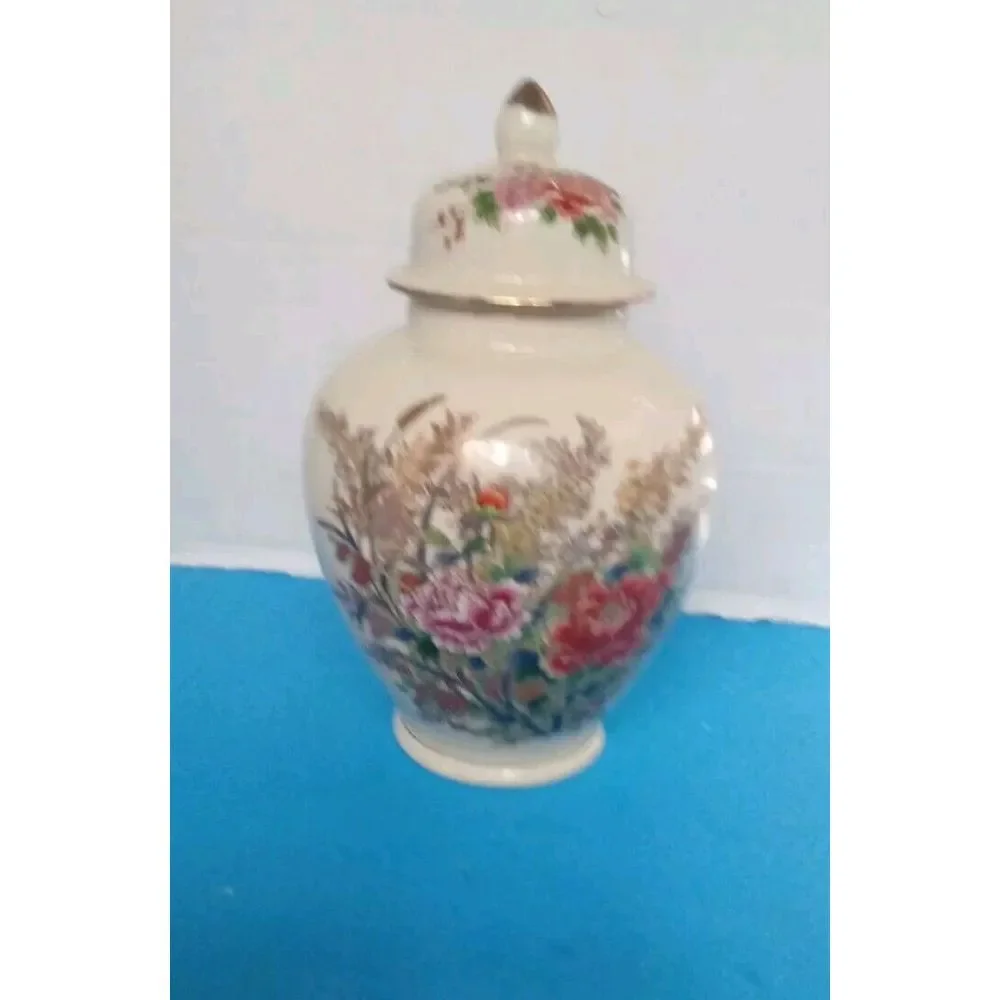 Floral Ginger Jar Vase with Lid‎ Decorative Accent Piece Home Decor