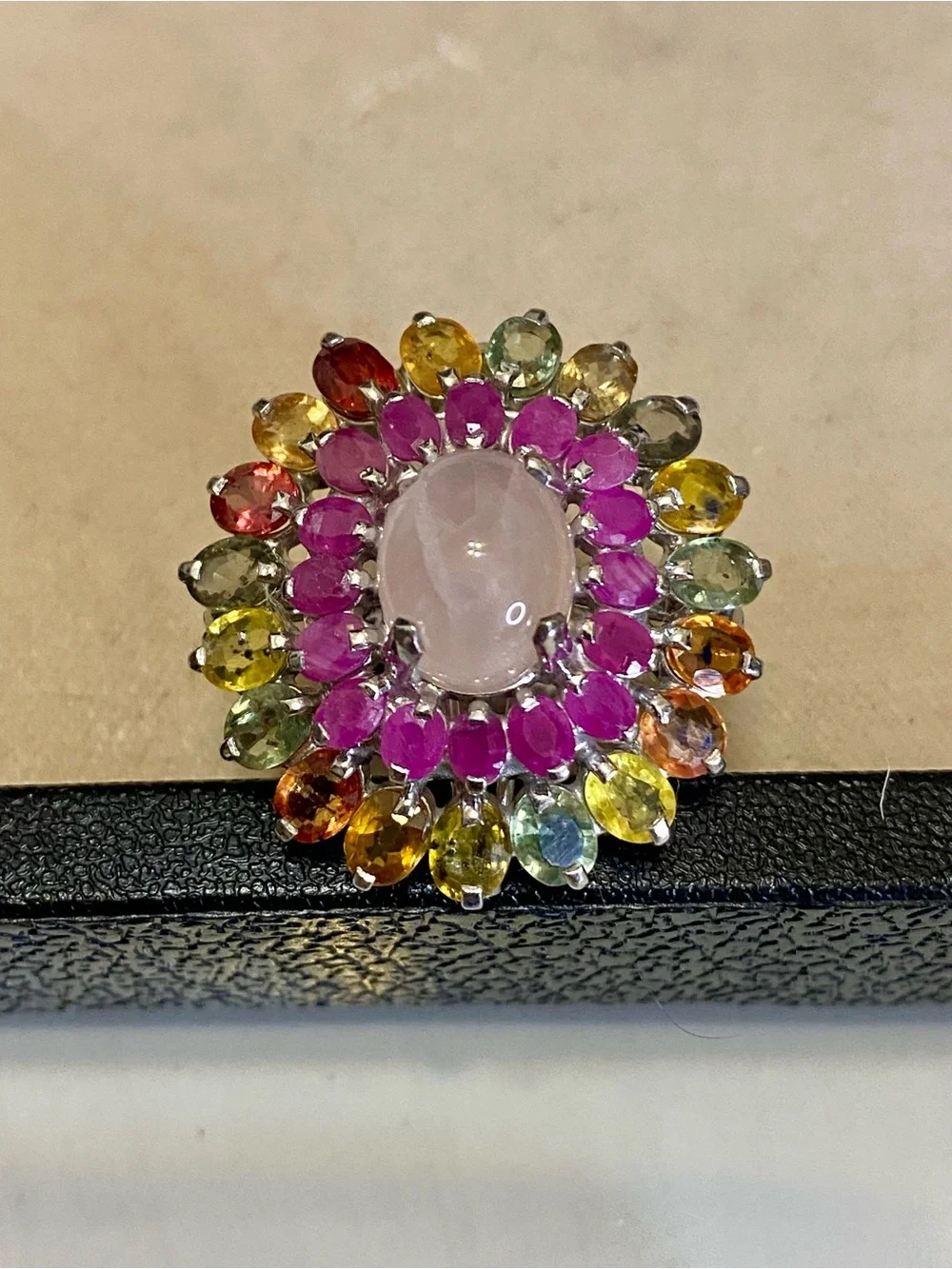 Sterling Silver Gemstone Statement Ring Sapphire & Ruby 925