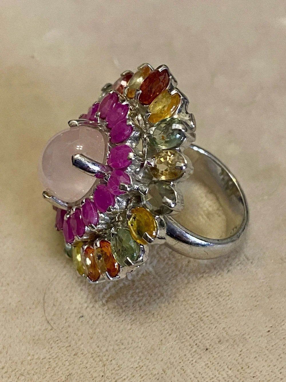 Sterling Silver Gemstone Statement Ring Sapphire & Ruby 925