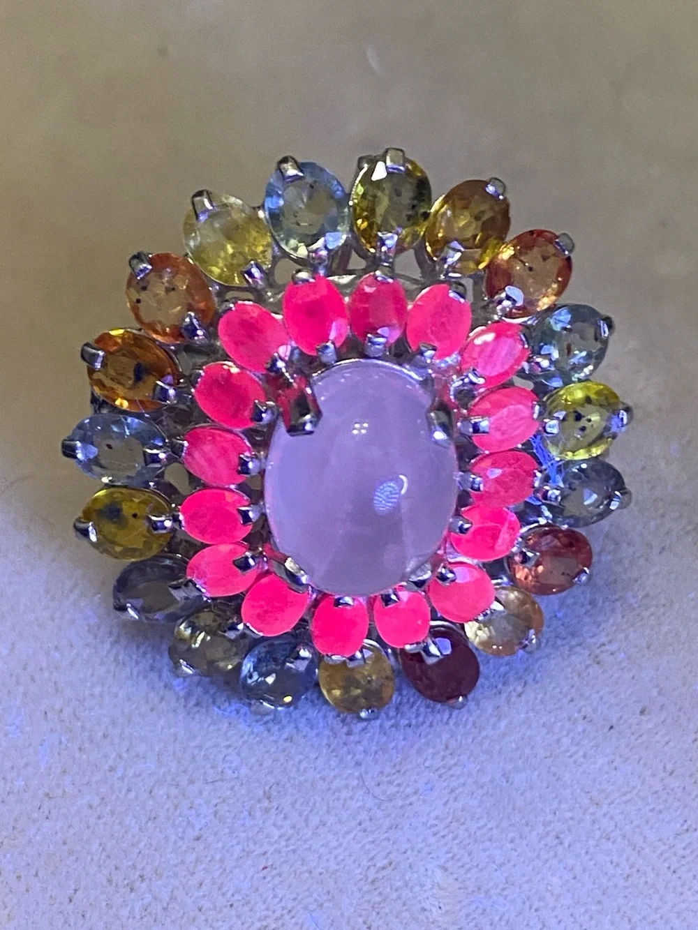 Sterling Silver Gemstone Statement Ring Sapphire & Ruby 925