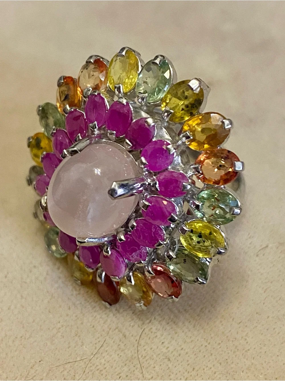 Sterling Silver Gemstone Statement Ring Sapphire & Ruby 925
