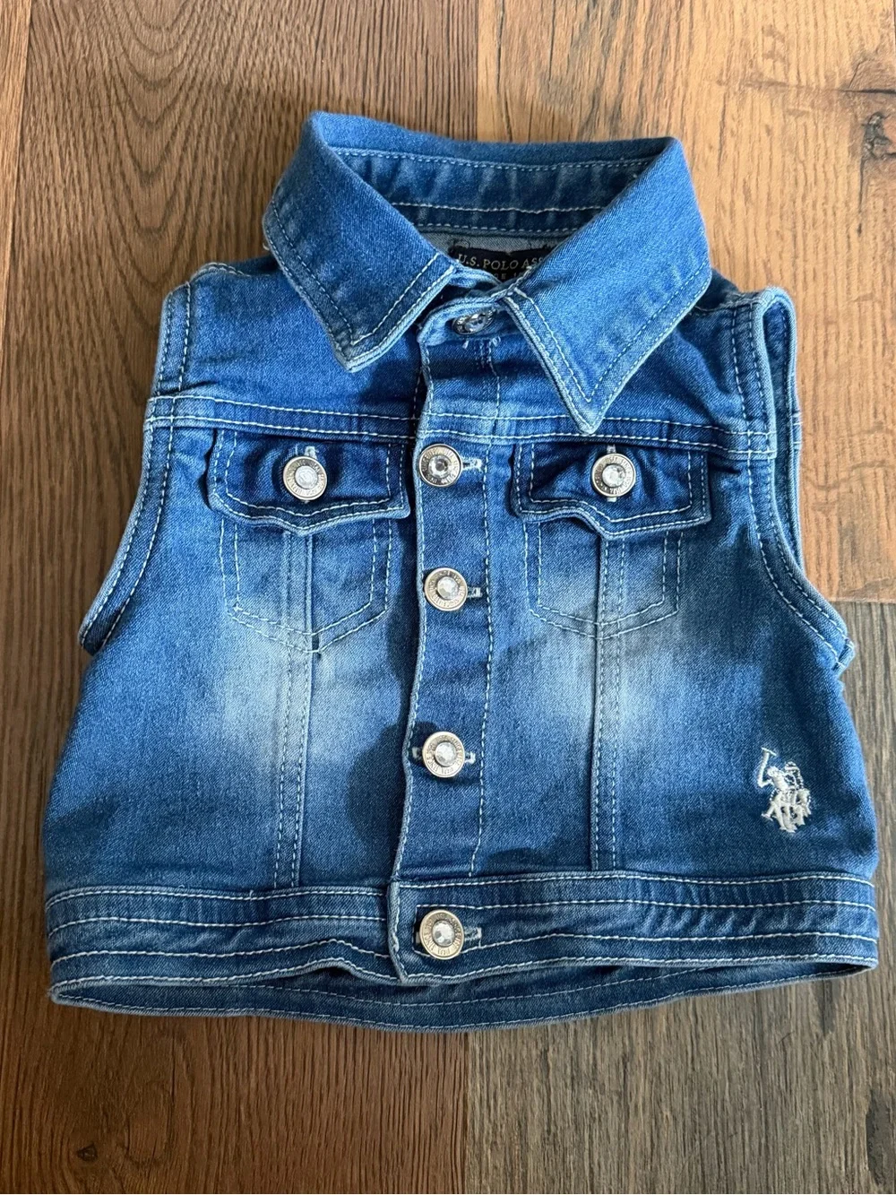 U.S. Polo Assn. Girls' Blue Denim Vest with Logo