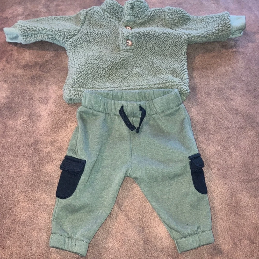 Carter's Green Sherpa Shirt‎ and Wonder Nation  Matching Sweatpants Set