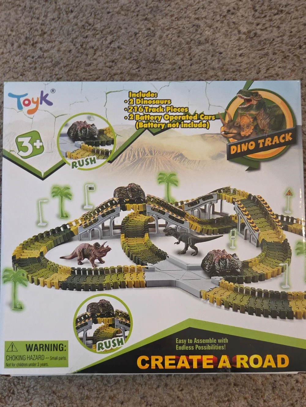Dino Track - Yellow & Green Kids Toy Race Set