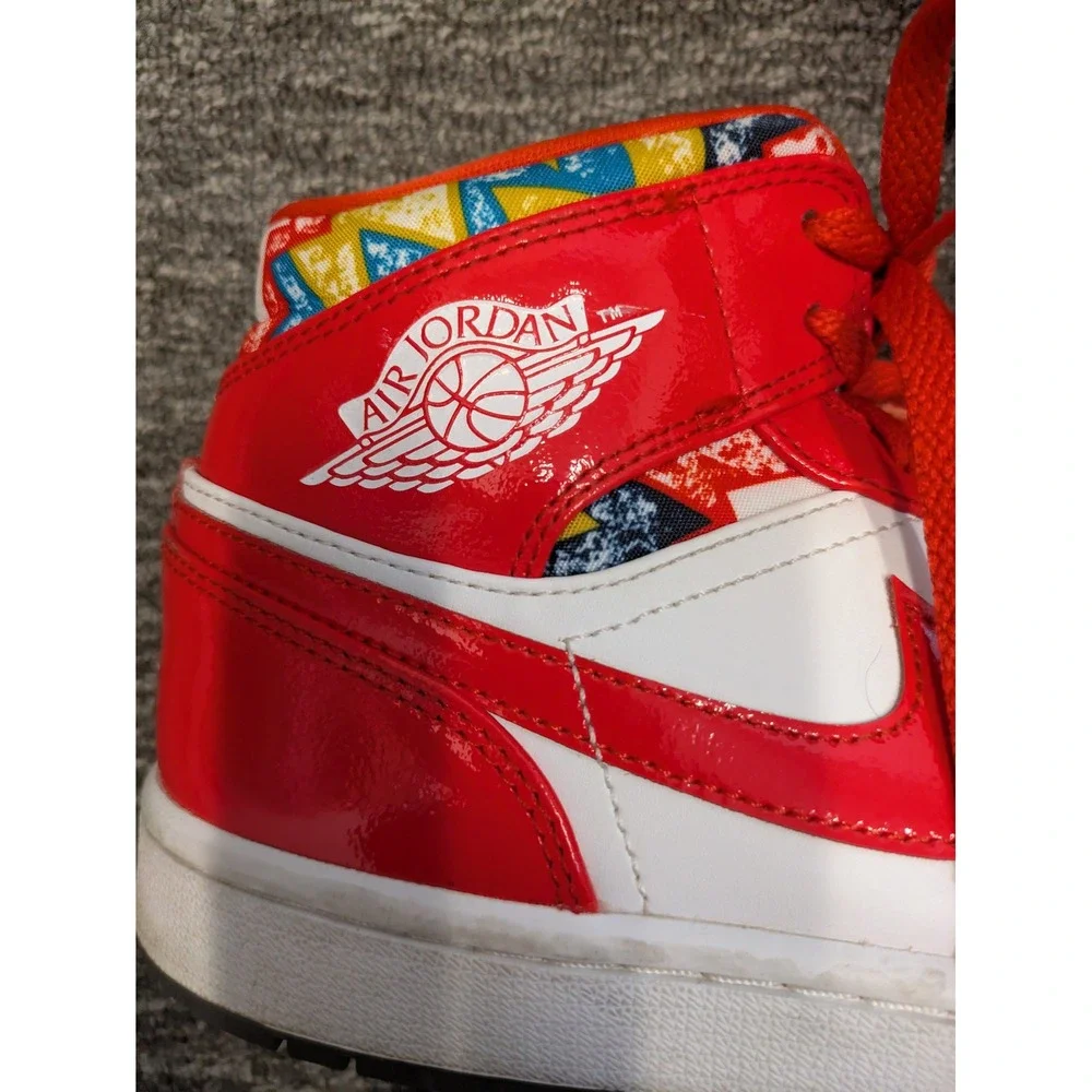 Nike Air Jordan 1 Mid Men's Size 9‎ Chile Red White Patent Leather DC7294-600