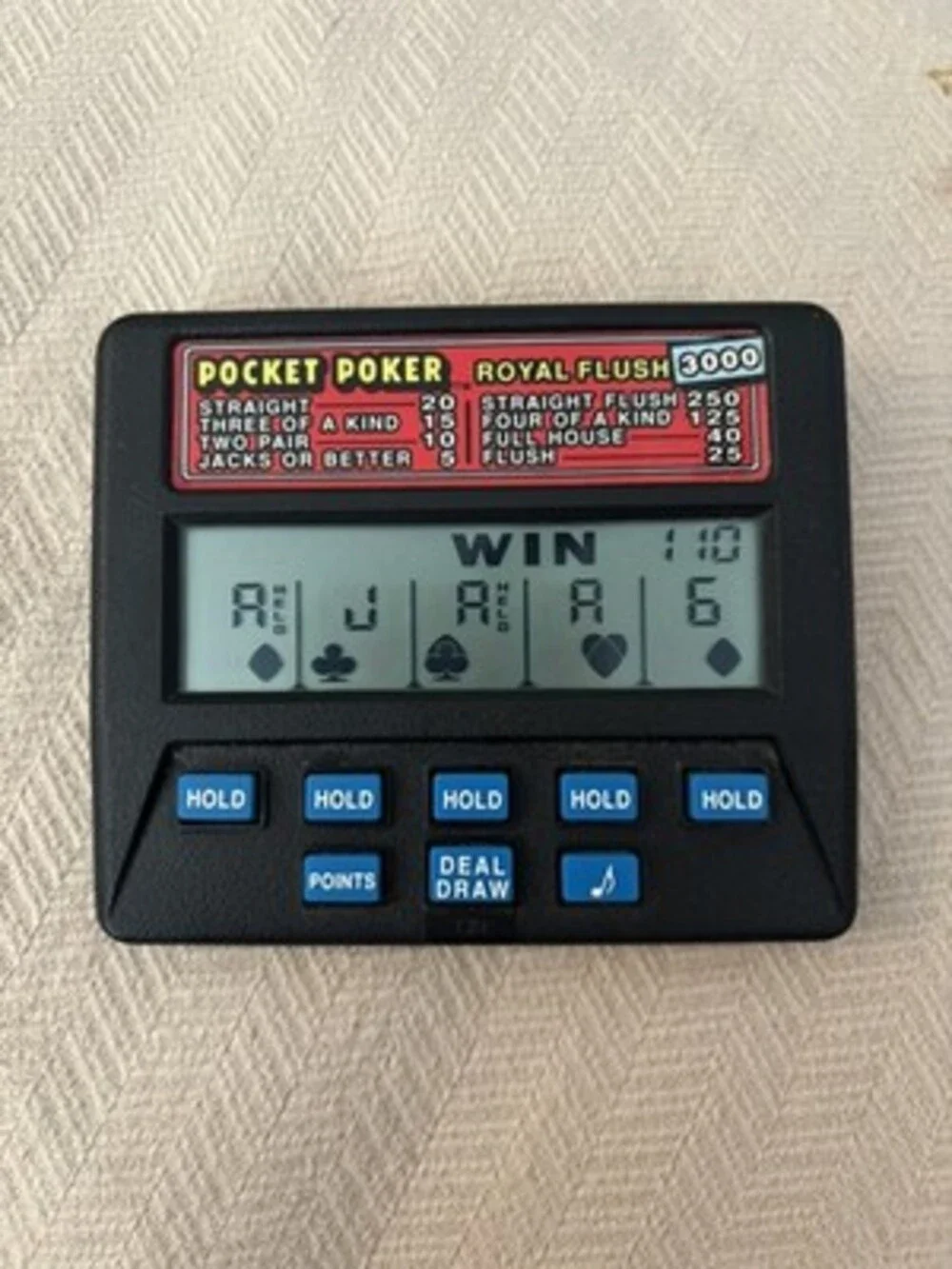 Vintage Radica Pocket Poker 5000 Model 1310 Electronic Handheld Game Works