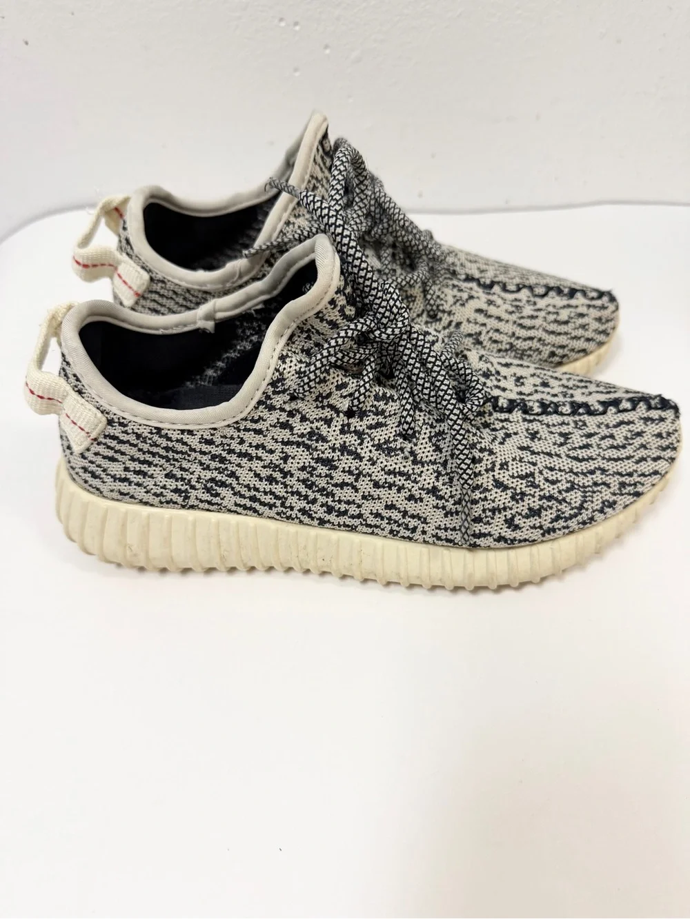 Yeezy Black & Cream Patterned Knit Athletic Sneakers Men’s Size 7.5