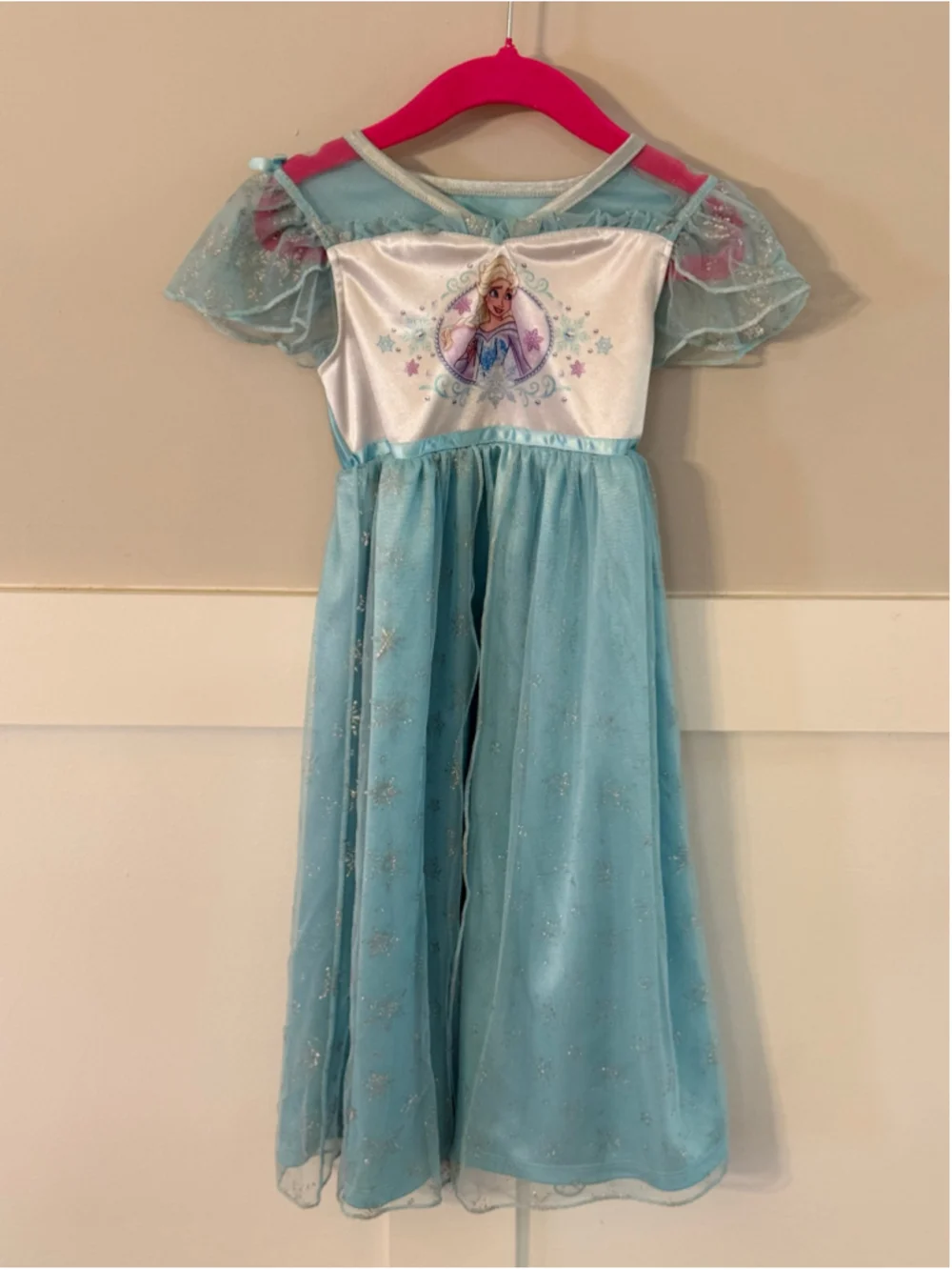 Disney Frozen Elsa Nightgown Girls Size 4T Blue Princess Sleep Gown