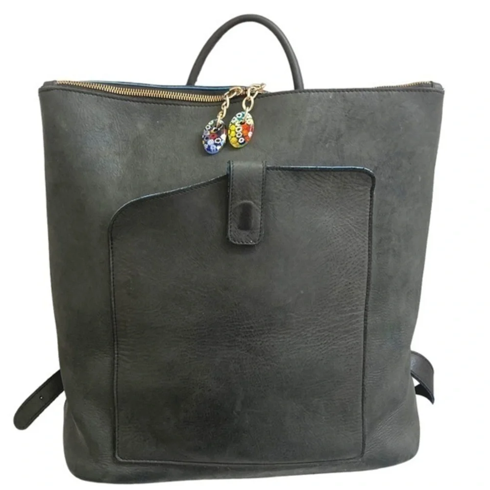 Terrida Luxury travel bag backpack made in tally Murano collection black leather