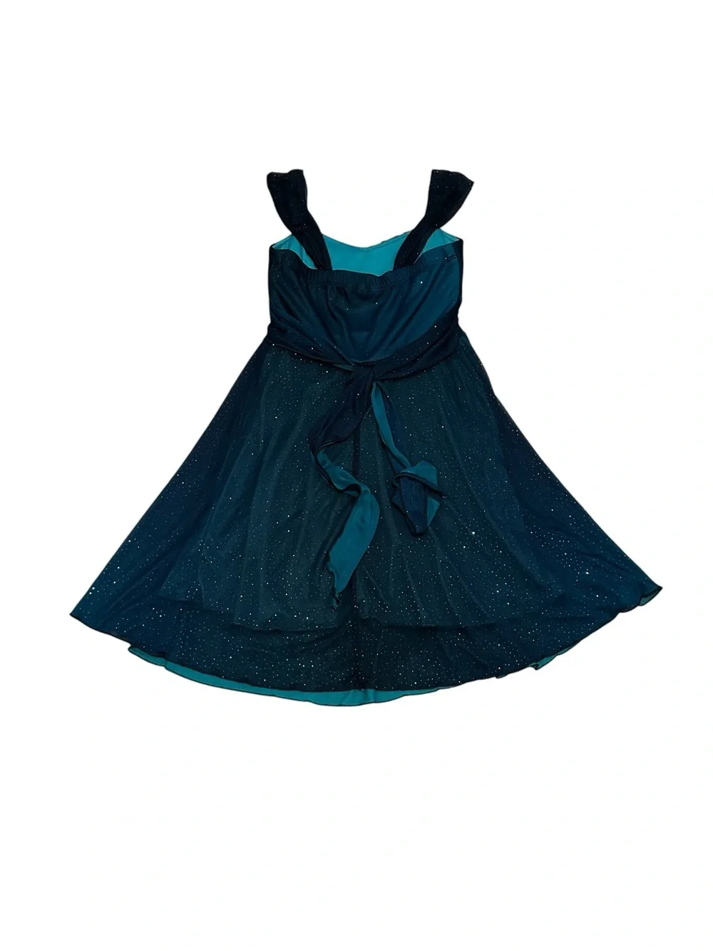 Speechless Sparkling Teal Ombre Mini Dress Empire Waist Tie Back Y2K Homecoming