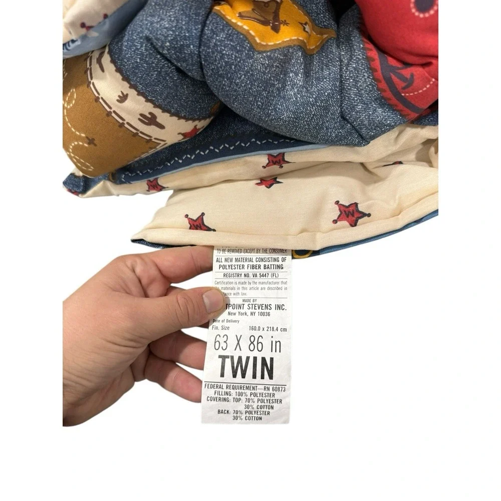 Vintage Disney Home Mickey Mouse Cowboy Comforter Twin Size Patchwork Look Kids