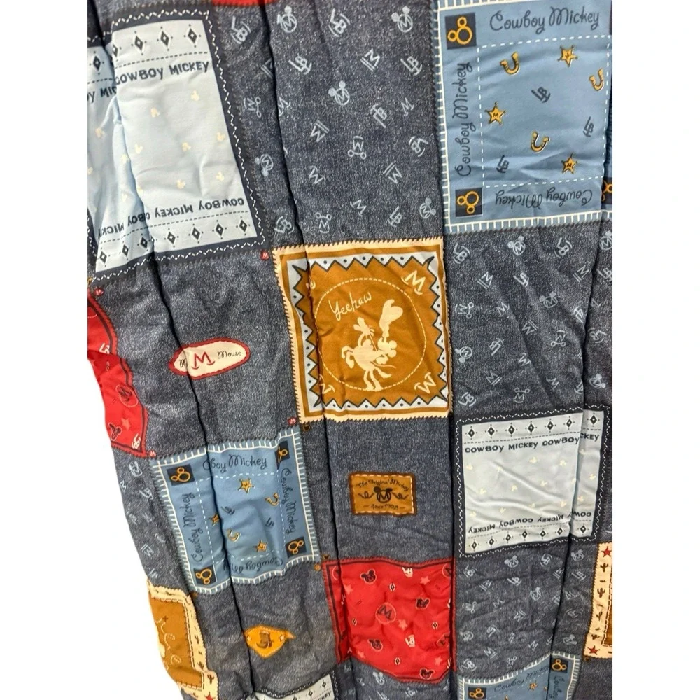 Vintage Disney Home Mickey Mouse Cowboy Comforter Twin Size Patchwork Look Kids