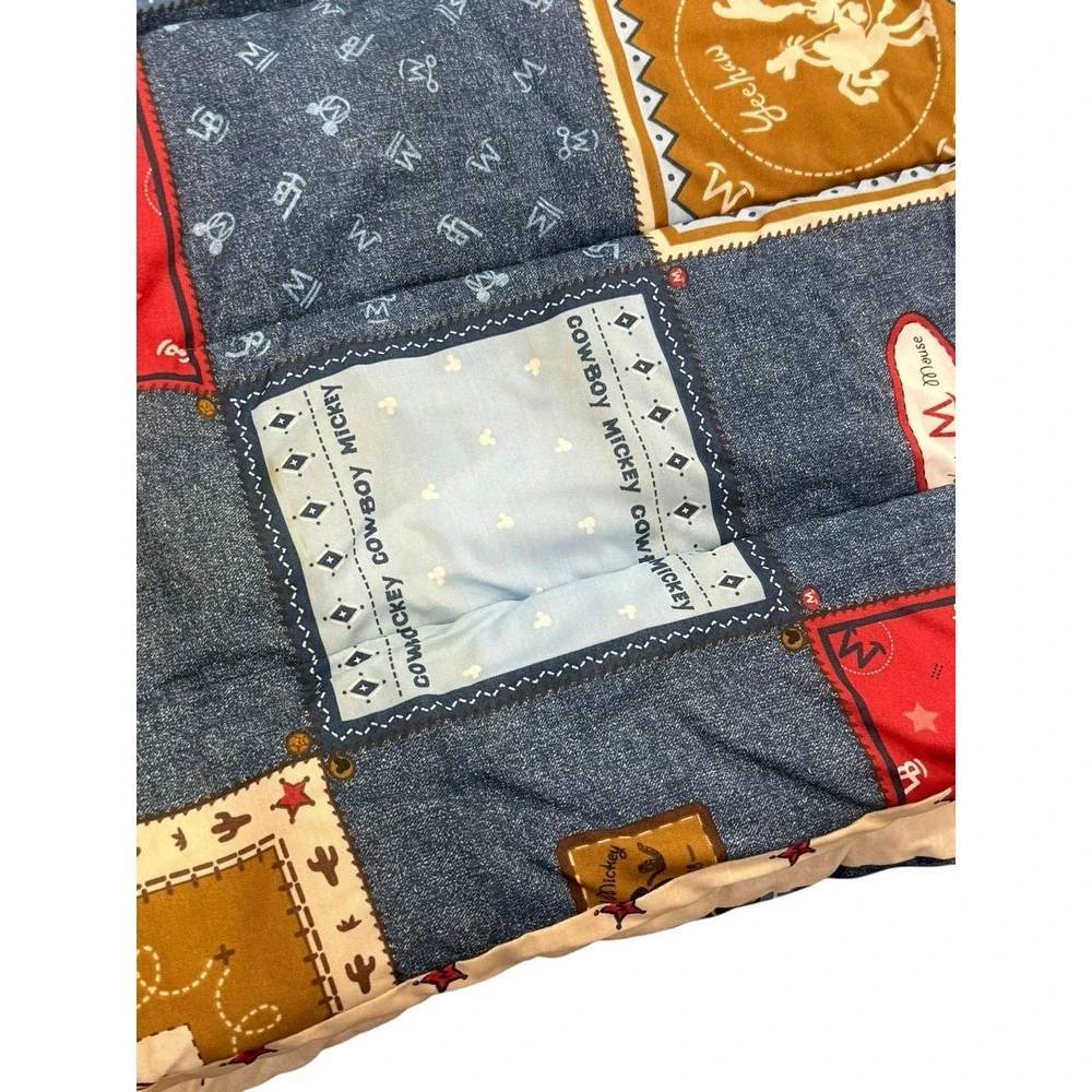Vintage Disney Home Mickey Mouse Cowboy Comforter Twin Size Patchwork Look Kids
