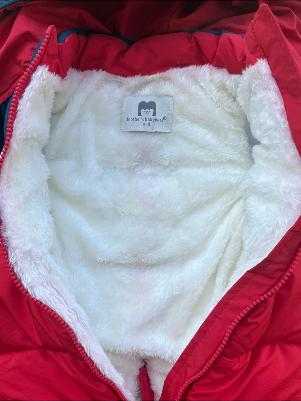 Mother's Baby Bear Hooded Bunting Snowsuit Red White Blue Colorblock Foot 6-9M