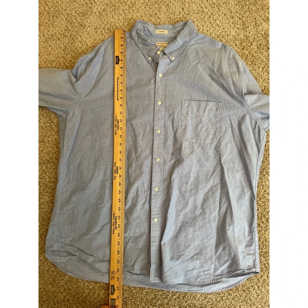 J. Crew Men's Button Down Shirt XXL Blue American Pima Cotton Classic Fit