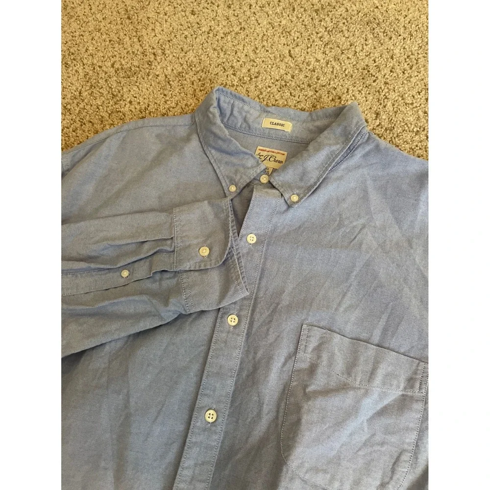 J. Crew Men's Button Down Shirt XXL Blue American Pima Cotton Classic Fit