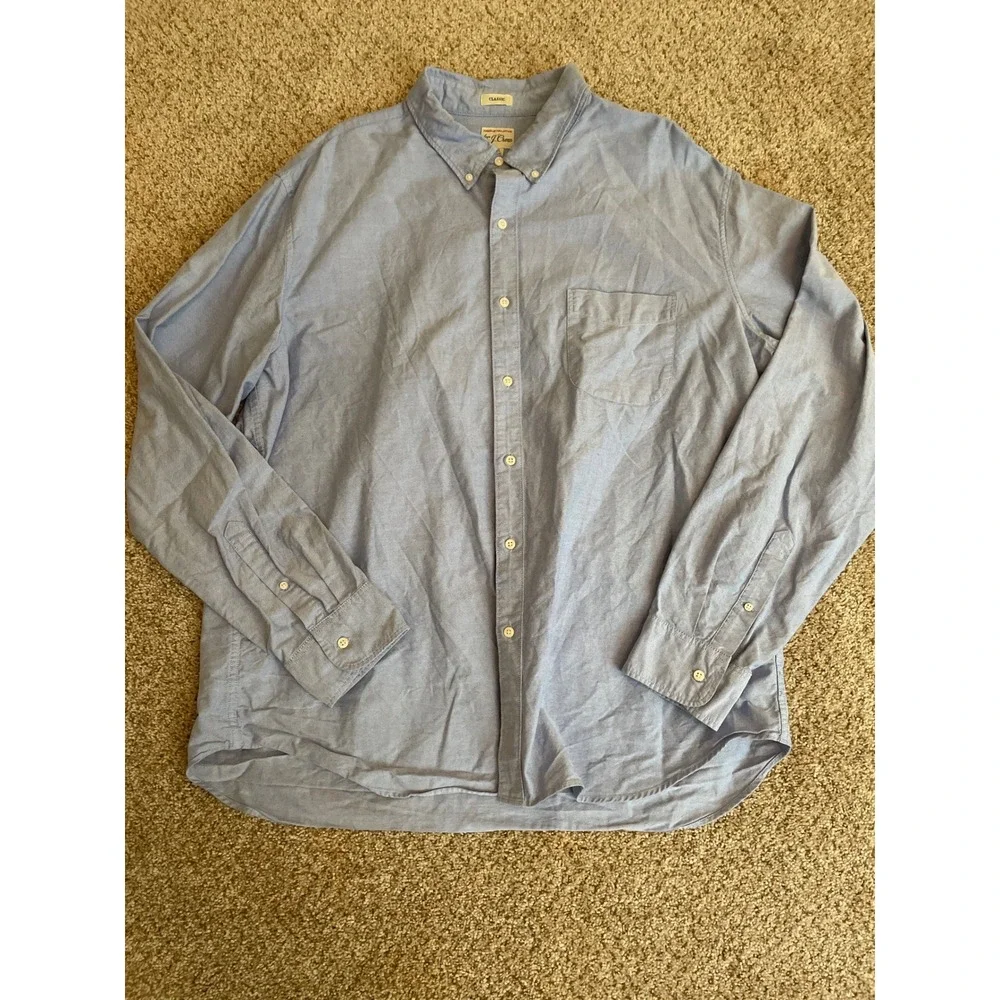 J. Crew Men's Button Down Shirt XXL Blue American Pima Cotton Classic Fit